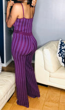 Load image into Gallery viewer, Plum Knit Striped Sleeveless Jumpsuit
